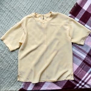 100% Silk Vintage Dividends Butter Yellow Blouse